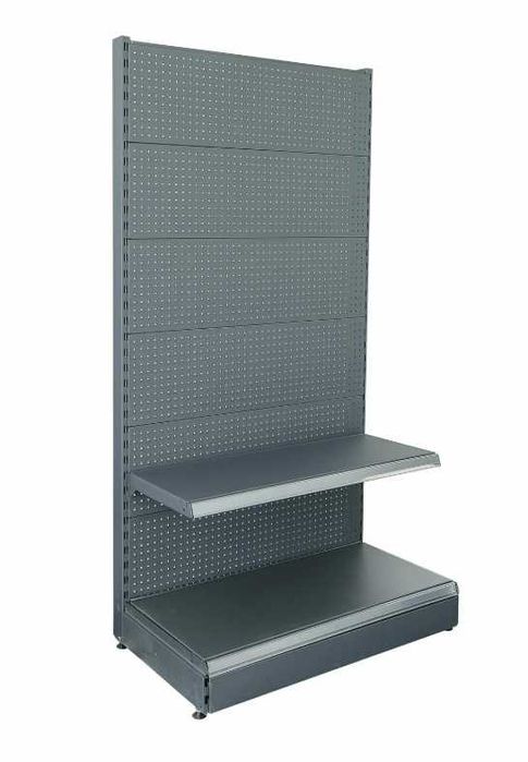 Rafturi metalice magazin – sistem complet mobilier comercial (perete, gondolă, colț, accesorii)