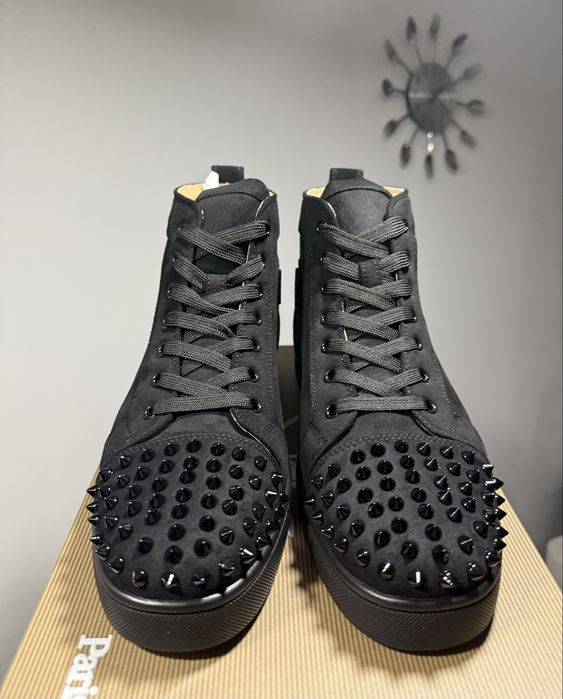 Christian Louboutin High Suede Black Spikes