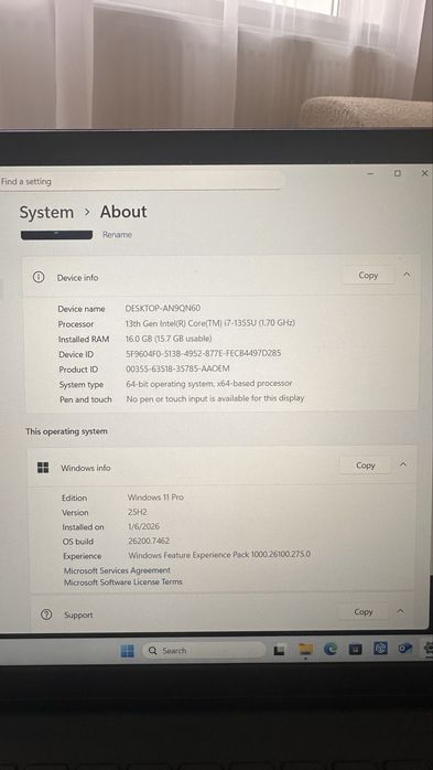 Vand Laptop Dell pro 15 Essential i7