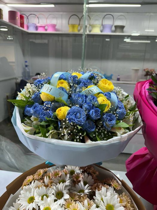 pion bables romashka atirgul buket gullar 101 201