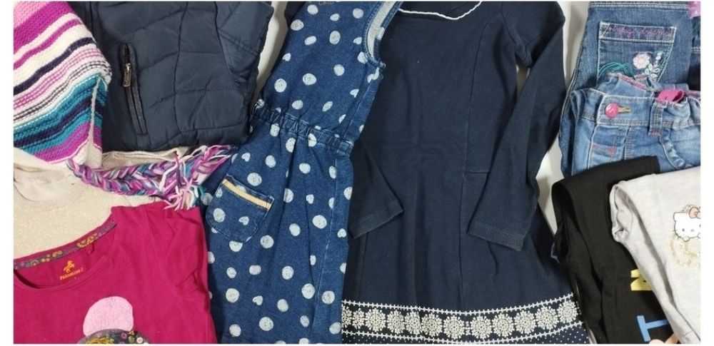 Голям лот яке, блузки, клинове, дънки, рокли 110-116 см лота яке, блуз