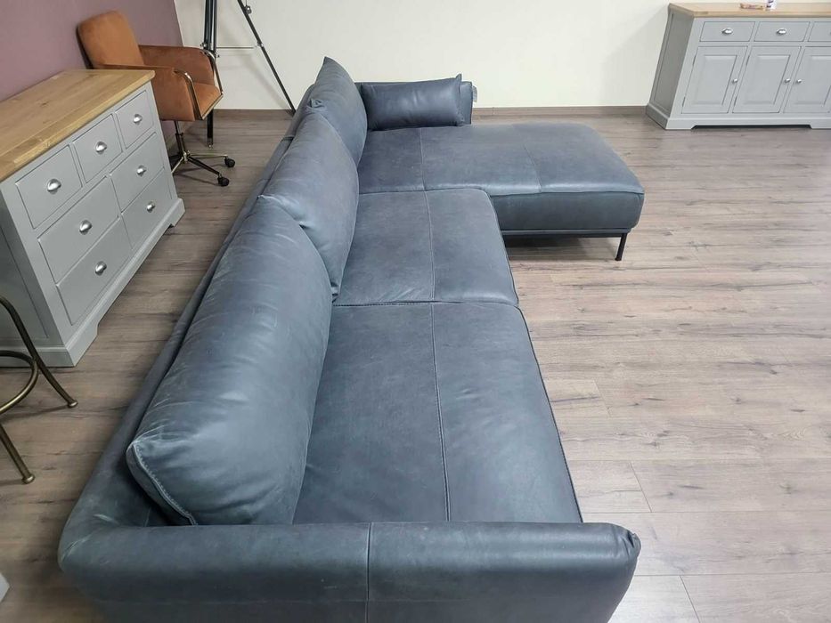 Тъмно сив ъглов кожен диван "Odelle"