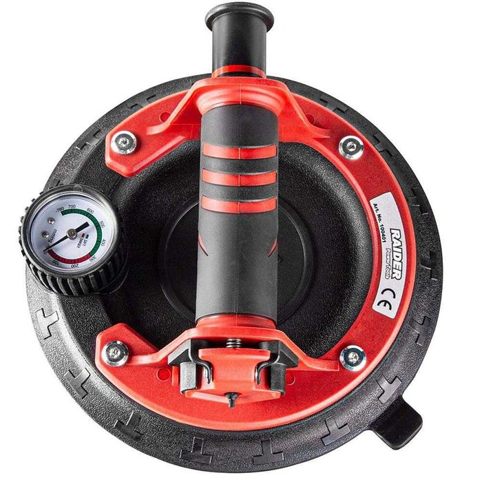 Вакуум вендуза с манометър и помпа RAIDER 100401, 205 мм, до 168 кг