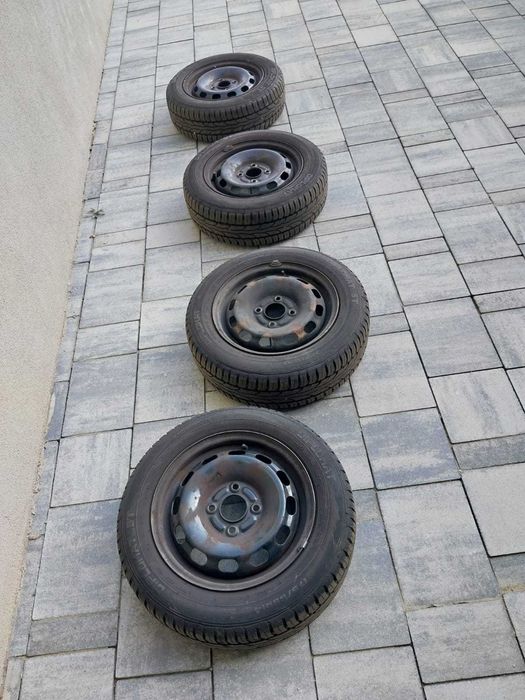 Jante tablă + Anvelope vară 175/65 R14. (4 bucati )