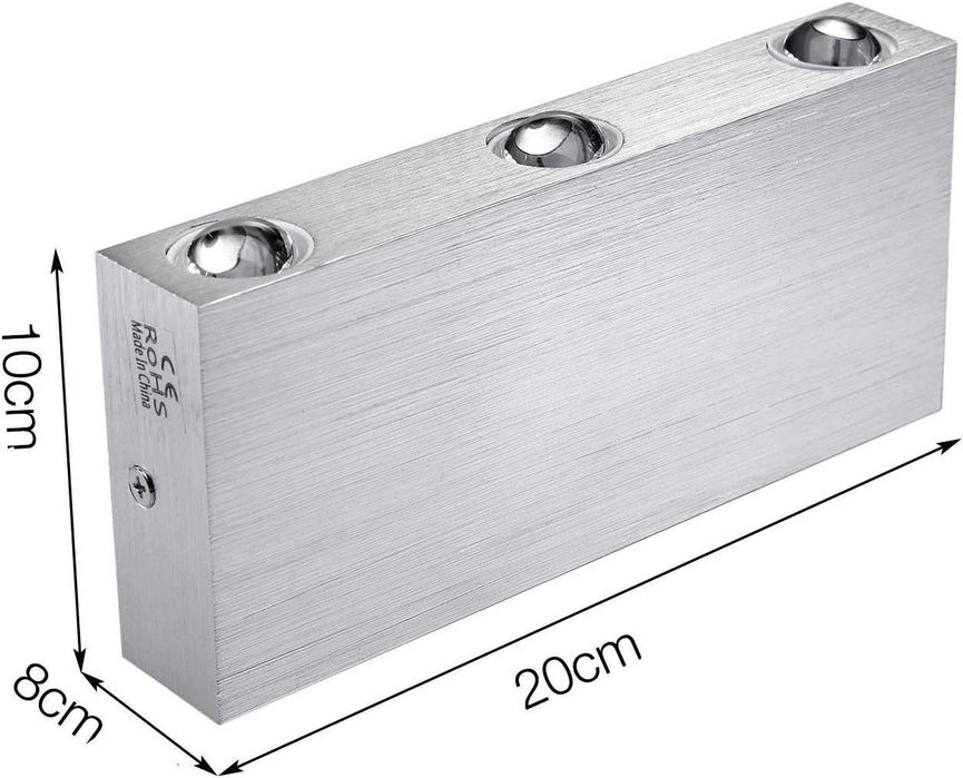 Aplica LED de perete, iluminare sus-jos, 18W, 3000K, lumina calda, protectie IP44, 18 x 8 x 3 cm, aluminiu