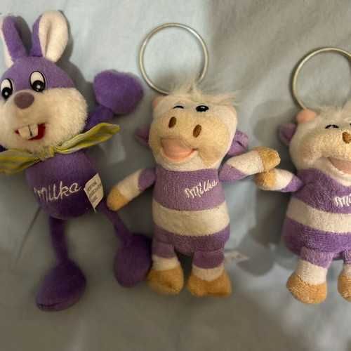 Milka плюшени играчки като нови, комплект от три с ключодържатели