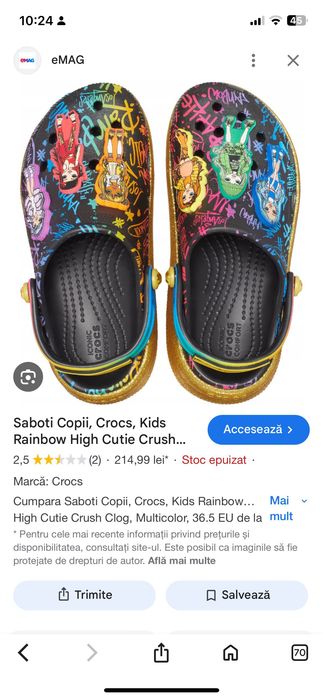 Papuci Crocs  Iconic Rainbow Cutie Crush