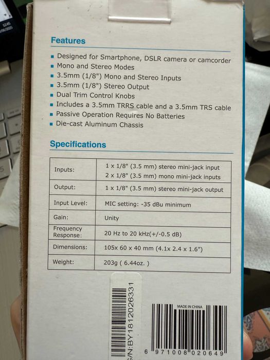 Adaptor Audio Boya By-Mp4 Mono si Stereo - Mixer Lavaliera