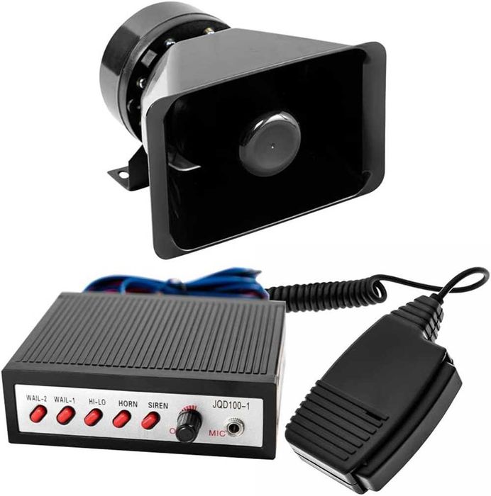 Сирена с микрофон 12V, 100W - 5 сигнални мелодии.