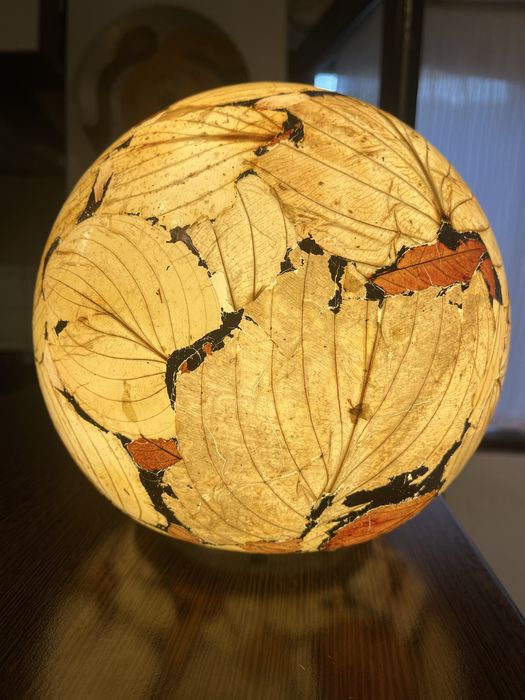 Veioza unicat Alexandru Poteca, frunze naturale si foita, 23 cm