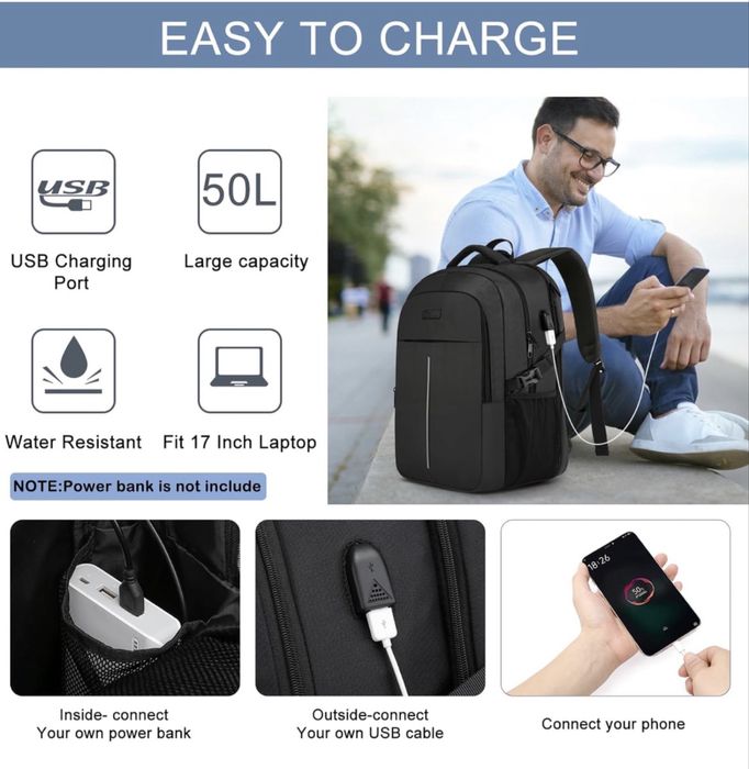 Rucsac Laptop 17" WENIG - Antifurt & Port USB - Nou