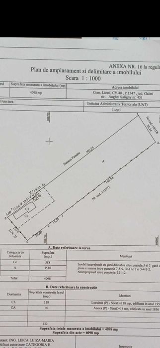 Teren intravilan sat Liesti, com. Liesti, Jud. Galati