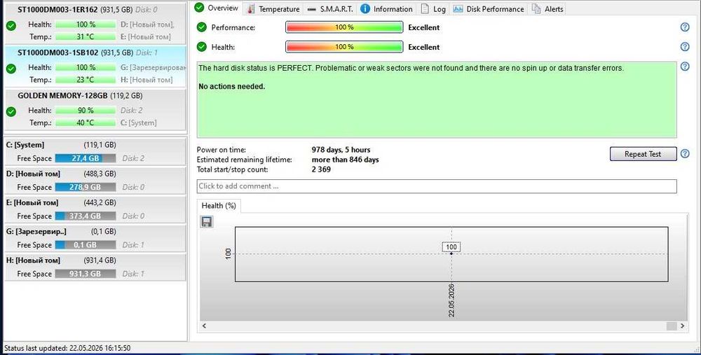 HDD 1 TB Seagate ideal 100%