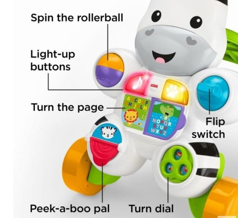 Premergător tip zebra Fischer - Prince, 2 moduri joaca, lumini, sunete