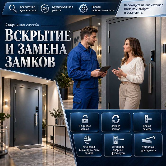 Вскрытие захлопнувшейся двери/замена замков/установка замка на воротах
