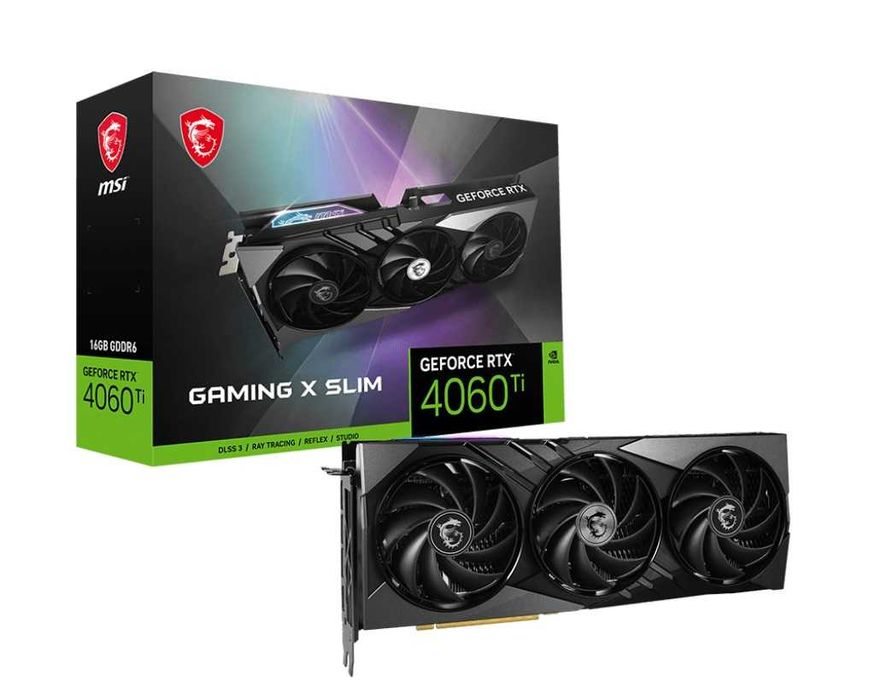Видеокарта MSI GeForce RTX 4060 Ti GAMING X SLIM 16G с година и половина остатъчна гаранция. ( Кутия, Фактура ]