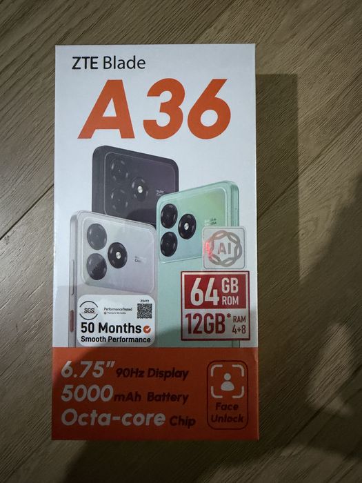 Смартфон ZTE A36 4 ГБ/64 ГБ черный