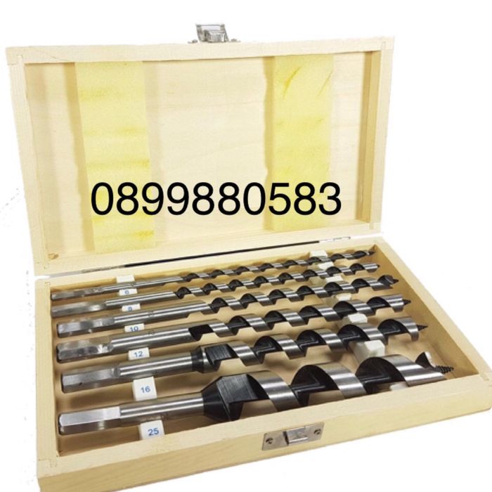 Свредла за дърво 6 части 230мм в дървена кутия Mar-Pol