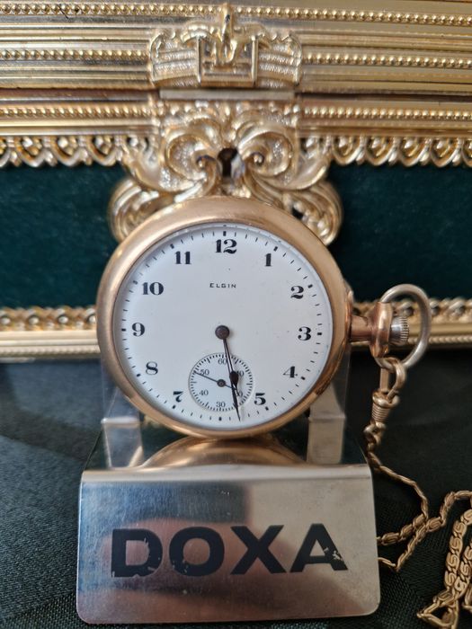 Уникален антикварен позлатен джобен часовник ELGIN