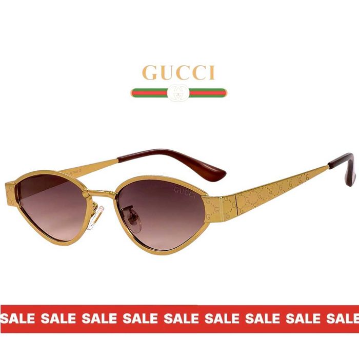 Gucci SANTE 2027 Дамски слънчеви очила сини котешко око и гафика по рамката