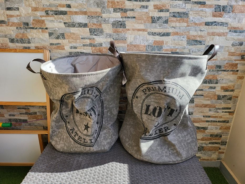 Кош за пране за дрехи за съхранение с надпис 2 цвята и дръжки