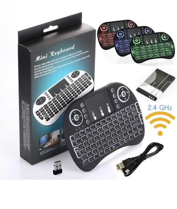 Мини Безжична светеща клавиатура с тъчпад за лаптоп,тв,телефон,таблет