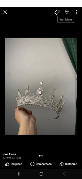 Vand diadema mireasa din zirconiu folosita o singura data