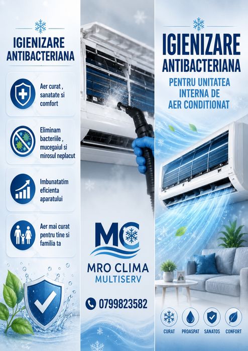 Igienizare aer conditionat 200 lei Verificare freon Service Mentenanta