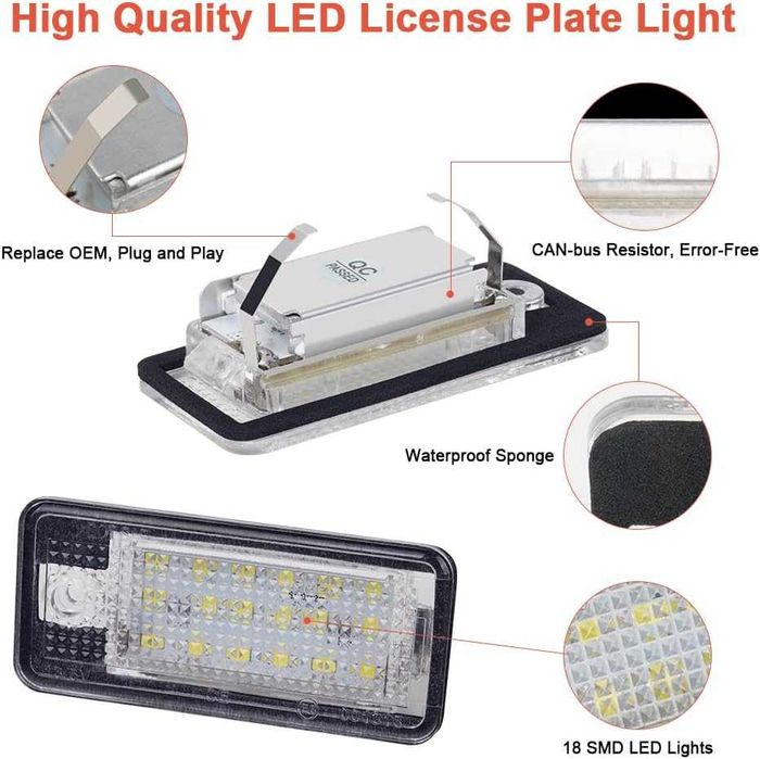 LED Плафони за Audi A3 8P A4 B6 B7 A6 A8 Q7 за заден номер АУДИ А3 А4
