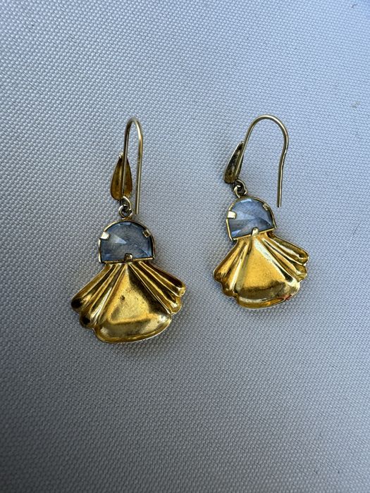 Cercei argint suflati cu aur si cubic zirconia