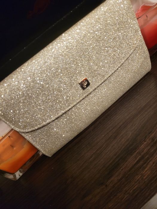 Geanta damă ocazie tip plic aurie