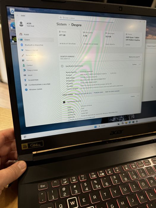 ACER Nitro 5 AMD Ryzen 7 5800H 17.3" FHD144Hz, 32GB SSD 512GB RTX 3060
