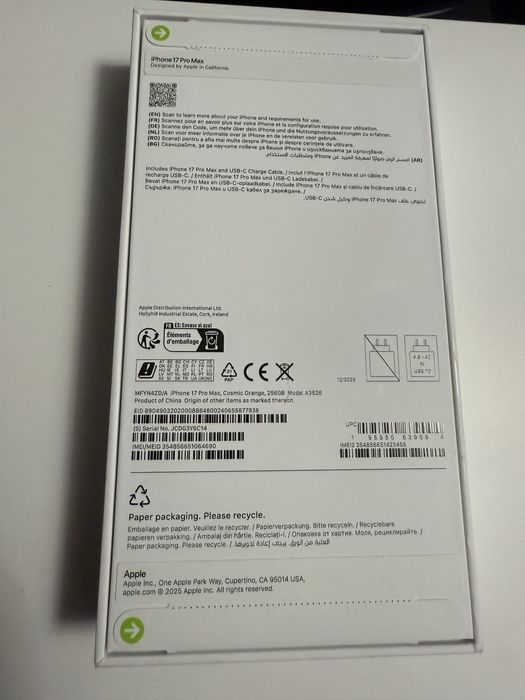 Iphone 17 Pro Max 256GB Cosmic orange