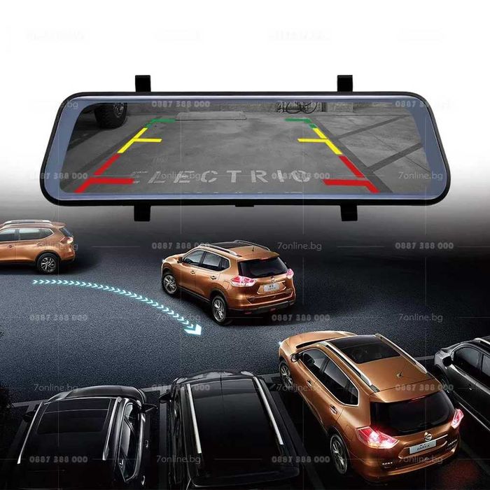 Видеорегистратор огледало с две камери 10" Full HD