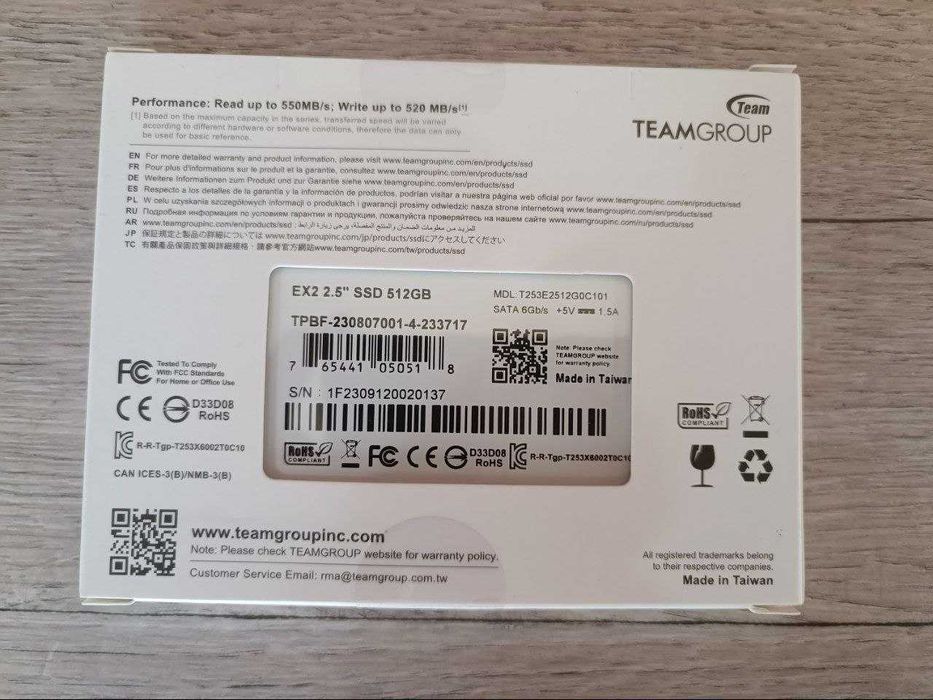 SSD Sata 512GB новый