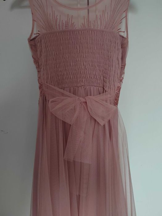 Официална рокля, шаферска рокля размер S/M, розова с платка