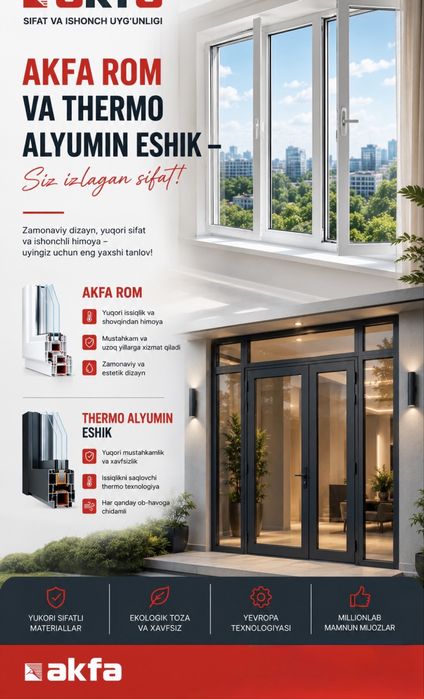 Akfa eshik va romlar yasaymiz