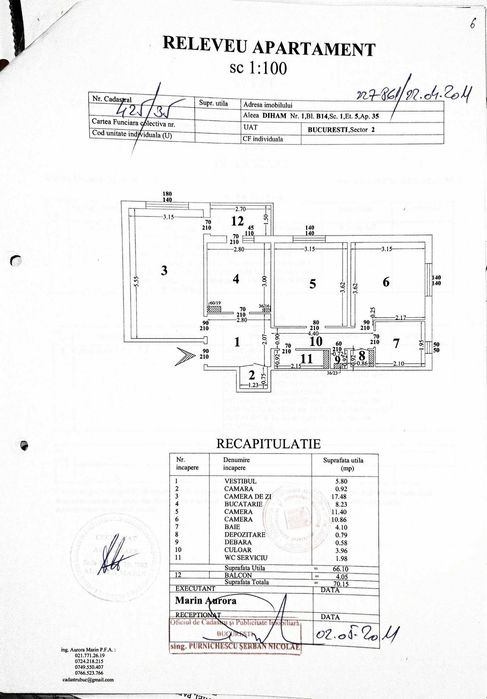 De vânzare - Apartament 3 camere, 70,15 mp, Bd. Chișinău, etaj 5/8, bloc reabilitat