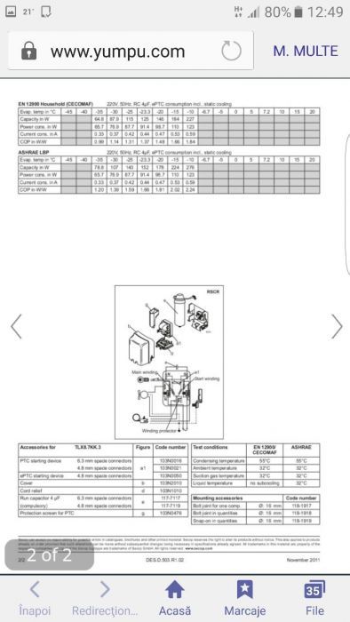 Motor frigider beko ntu170mt 276w danfoss tlx 8.7kk3 r600 nou sigilat