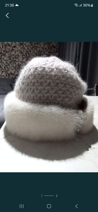 ,шапка вязаная с норкой +