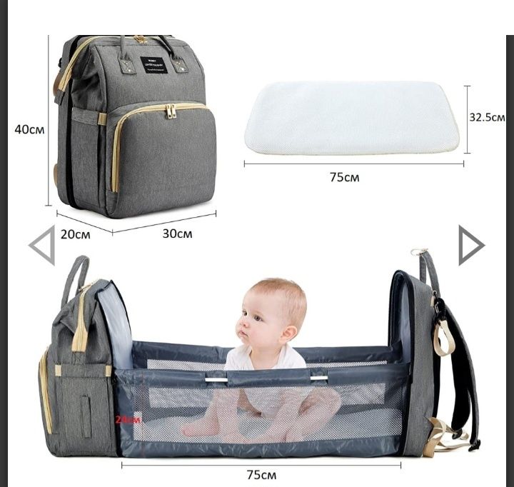 Раница за детски аксесоари и принадлежности с повивалник