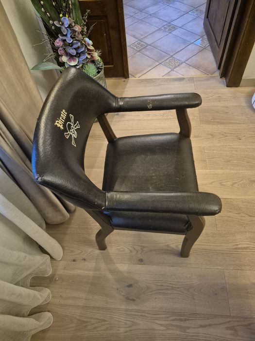 Scaun birou lemn masiv+imitatie piele