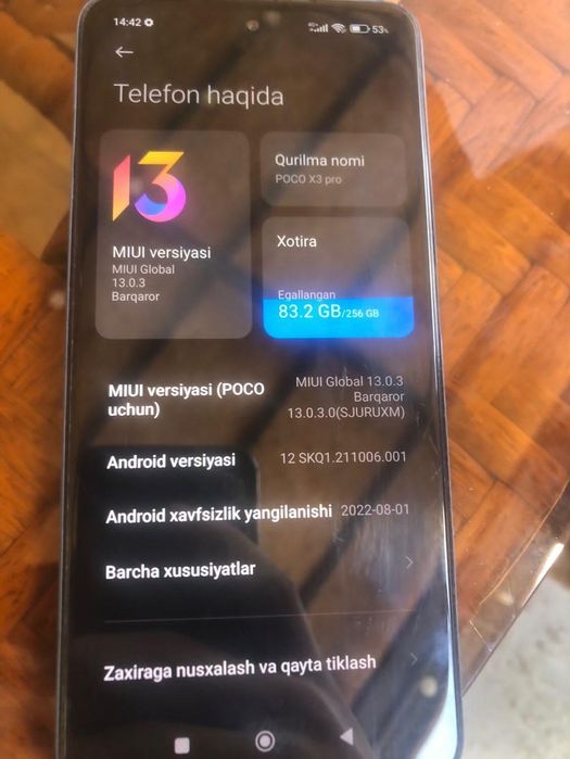 Poco x3pro 8/256  sotiladi  masllla