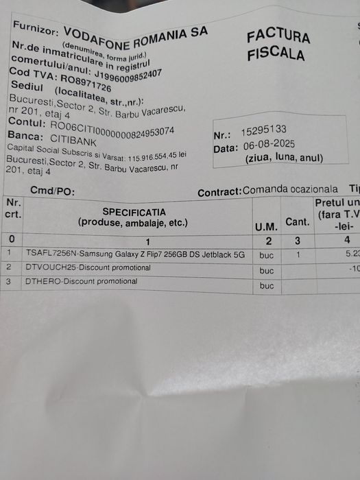 Samsung Z Flip7, Factura, Garantie,