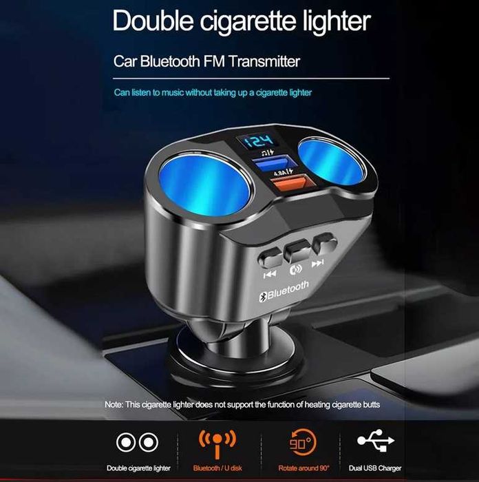 FM трансмитер Bluetooth 5.0 и зарядно 2 USB QC3.0