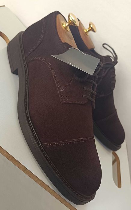 Pantofi derby 41 cap toe suede MANGO NOI piele naturala moale