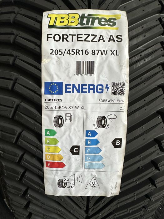 Нови всесезонни гуми TBB TIRES FORTEZZA AS 205/45R16 87W XL БОРД 2054516