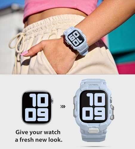 Нова Apple Watch каишка с калъф удароустойчива синя 42 41 40mm за часовник