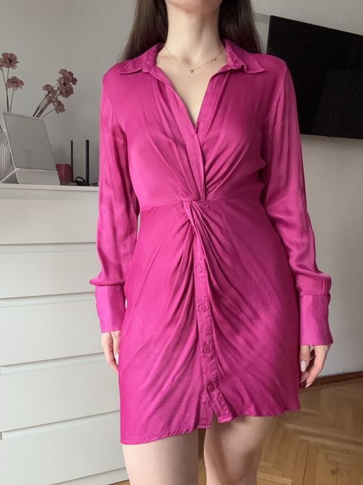 Rochie zara roz satinata