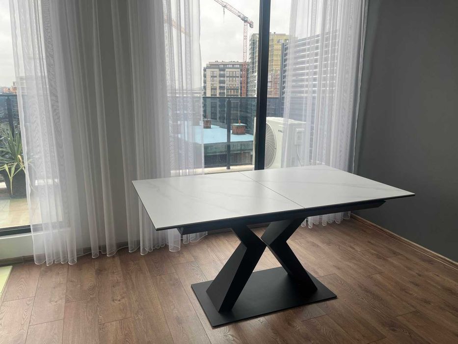 разтегателна трапезна маса 160/90/76 метална основа и керамичен плот